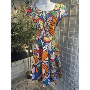 Vintage‎ 90s Dress Flower Red Floral Midi Lined Y2k Fairy Cottage Core Medium 10